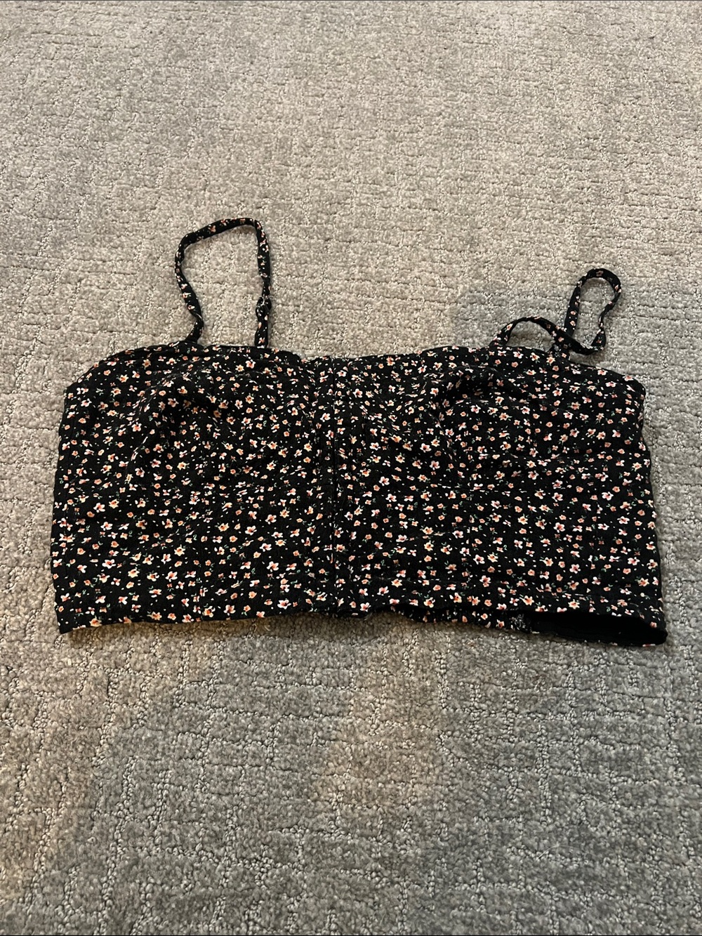 Black Floral Cropped Cami Top - Women's